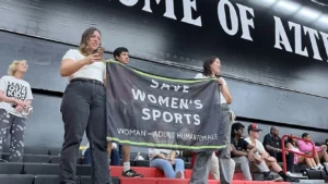 Fans Protest Men In Women’s Sports at SJSU Volleyball Match Featuring Male Player Blaire Fleming